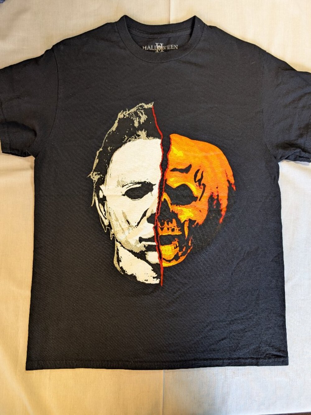 Halloween II Movie T-Shirt (Size Medium) Michael Myers/Pumpkin Split Face